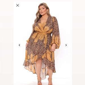 Fashion Nova Animal Print Long Sleeve Dress